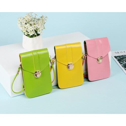 Ladies Fashion Cute Candy Color Mini Shoulder Messenger Bag Removable Shoulder Strap Leather Cash Card Holder Coin Purse