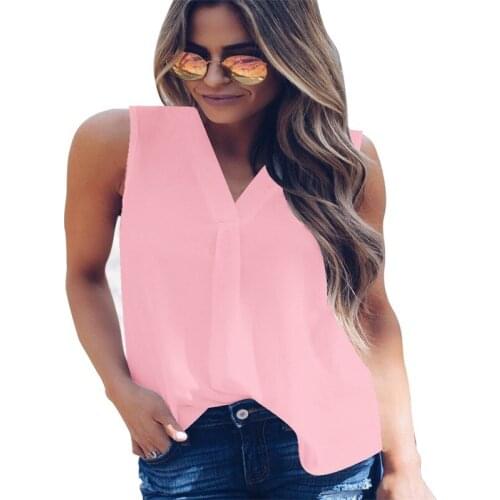 New Spring and Summer 2022 Beach V-neck Sleeveless Beauty Elegant High-quality Chiffon Shirt Vest Plus Size Womens Clothing