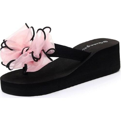 2021 Women Bow Summer Sandals Slipper Indoor Outdoor Beach Shoes Womens Shoes Flip Flops The Platform Zapatos De Mujer