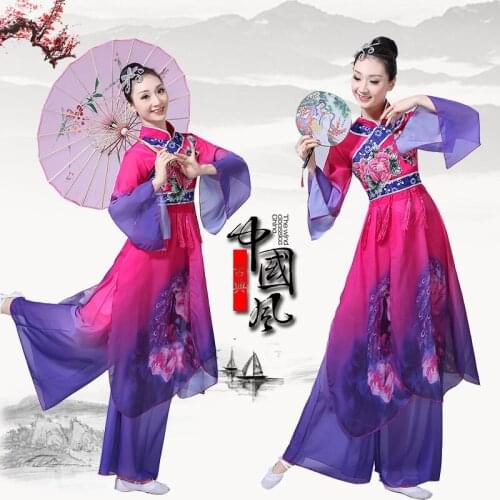 Womens classical dance costumes 2019 new adult elegant embroidery printing Yangko clothing dance national dance costume