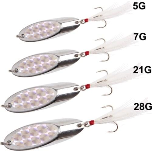 10Pcs 5g 7g 21g 28g Metal Fishing Lure Hard Bait With Feather Treble Hook For Bass Walleyes Trout Fishing Lures
