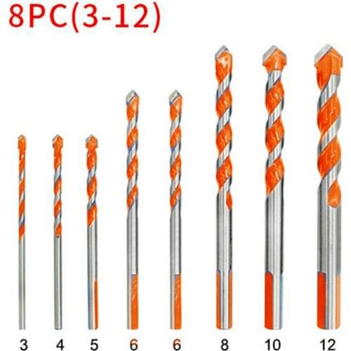 10Pcs Brill Bits Multi-Material Triangle Drill Bit Diamond Set For Tile Concrete Brick Glass Plastic Wood Stone 3-12mm