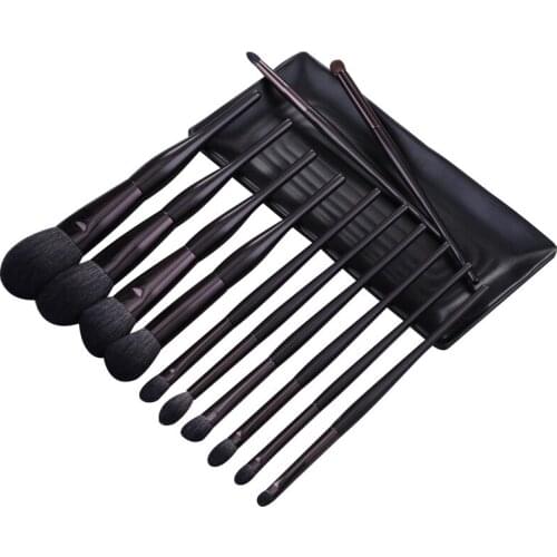 Face Makeup Brushes Black Portable 12 Pcs Wool Hair Professional Foundation Powder Blush Eyeshadow Eyebrow Blending Brush Set