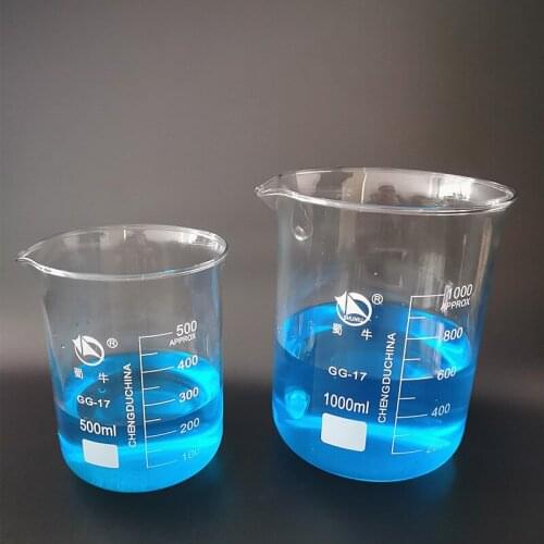 2pcs/set Capacity 500ml/1000ml Low Form Beaker Measuring Glass Chemistry Lab Borosilicate Glass Transparent Beaker