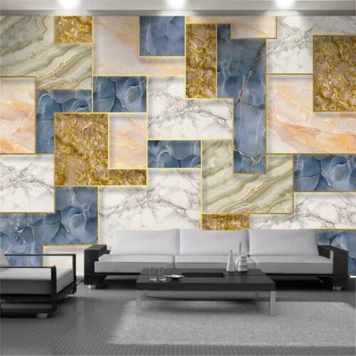 2019 New 3d Wallpaper Promotion3D geometric marbled TV background wall HD Digital Printing Moisture Wall paper