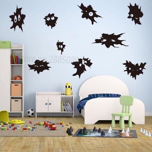 9pcs/set Funny Peeping Eyes POP Vinyl Wall Decal DIY Sticker Self-sticking Vinyl Wall Decor Phiz Removable JW595