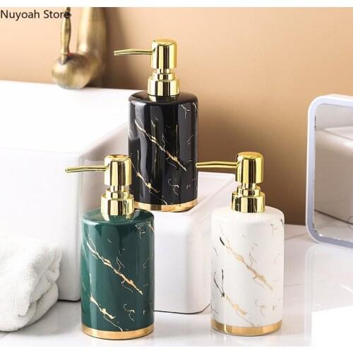 Bathroom Accessories Marble Pattern Ceramic Lotion Bottle Light Luxury Hand Soap Bottle Shower Gel Bottle/bathroom Decoration