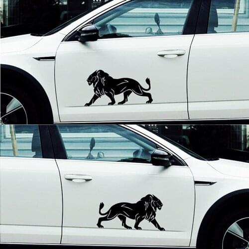 2PCS Lions Running Animals Car Stickers Creative Funny Decoration Decals For Doors Auto Tuning Styling Vinyls D21