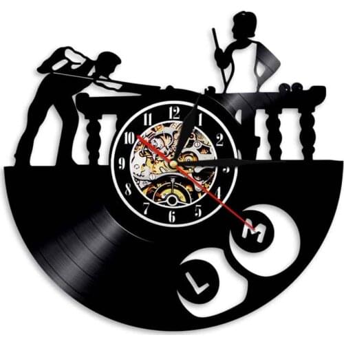 Billiards Ball Pool Vinyl Record Wall Clock Modern Design Pool Table Wall Clock Billiard Room Decor Wall Watch Pool Player Gift
