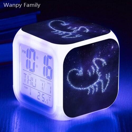 Twelve Constellations Capricorn Alarm Clock 7 Color LED Glowing Digital Clock For Kids room Multifunction Electronic Alarm Clock