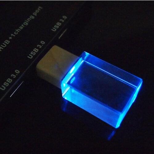 Wooden + Crystal USB Flash Drive Bamboo Usb 2.0 with LED Light 64GB 4GB 16GB 32GB Wedding Gifts Pendrive(Over 10pcs Free Logo)