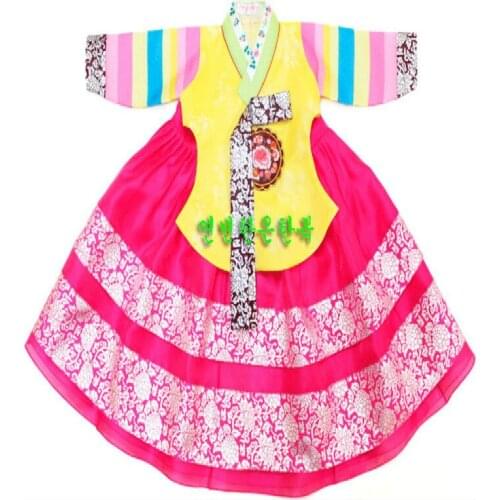 Children Korean Girl Hanbok Embroidery Dress Costume Ethnic Dance Traditional Long Sleeve Cosplay Free Shipping Girls Dresses
