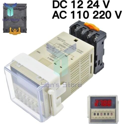 DH48S-S Digital Precision Programmable Delay Relay Time Relay Switching Delay With Socket Base AC 110V 220V DC 12V 24V Plastic