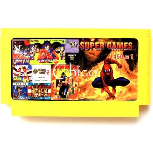 Hot Games 450 In 1 Big Yellow Cartridge 60 Pin Cart Game Card For 8 Bit Game Player Bubble