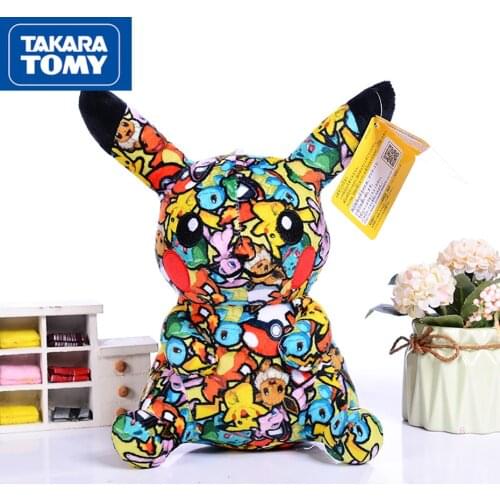 TAKARA TOMY Pokemon Movie Series Cartoon Characters Street Art Graffiti Plush Toy 20CM Doll Birthday Gift