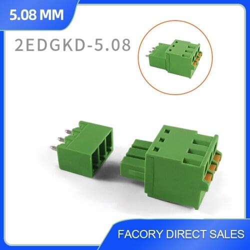 CIXIYCX 2EDGKD 2/3/4/5/6/7/8/9/10/11/12 Pin Pluggable PCB Terminal Block Connector 5.08MM Pitch Plug + Straight Pin Header