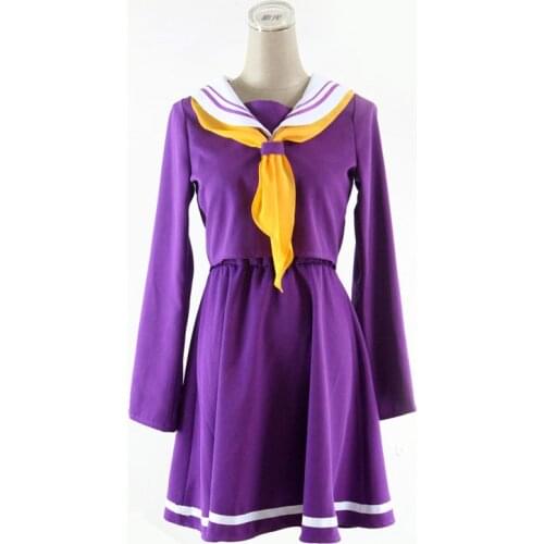 Cosplay Costume No Game No Life Shiro Emboitement Heroine Purple Sailor Suit (top+ Skirt+ Bow Tie+ Shoulder Tape+ Oversleeve)