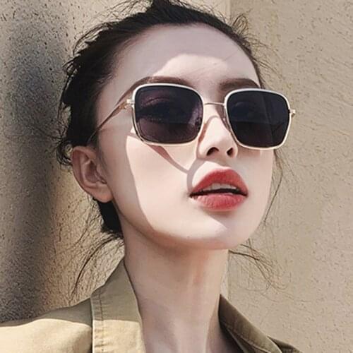 Square Metal Women Sunglasses Classic Fashion Vintage Tea Mirror Anti-Reflective Men Sun Glasses New Brands Glasses Uv400