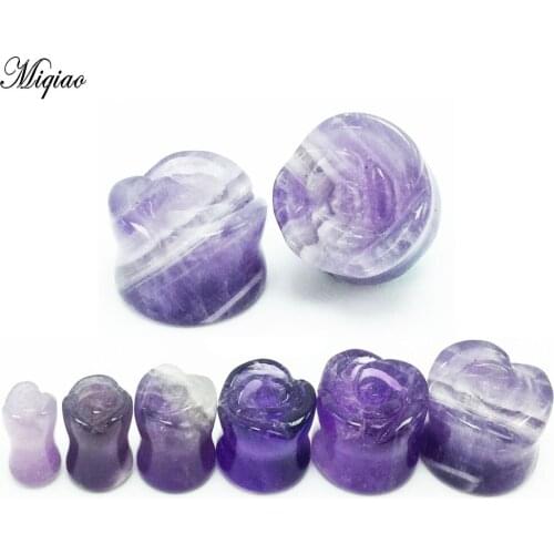 Miqiao 2pcs Hot-selling Piercing Jewelry Rose Flower Carving Ear Expander Profile Rod Auricle New 6mm-16mm