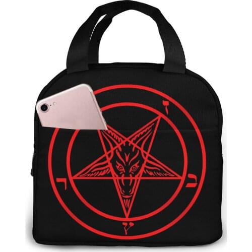 Satanic Cat Fashion Portable Insulated Canvas Lunch Bag Thermal Food Picnic Lunch Bags for Women Kids Men Cooler Lunch Box
