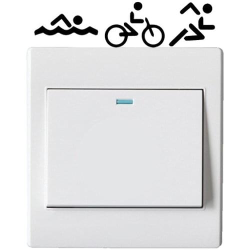 Triathlon Swim Bike Run Cartoon Fashion Vinyl Light Switch Sticker Wall Decal 5WS0482