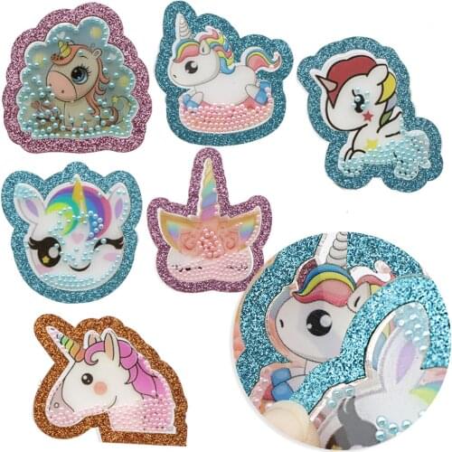 Cartoon Unicorn Quicksand Sequin Acrylic Planar Resin Shakers DIY Bow-knot Crafts Home Craft Phone Case Home Decoration,1Yc19572