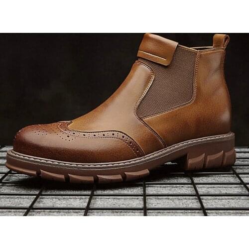 High Quality Genuine Leather Winter Autumn Men Chelsea Boots Winter Waterproof Ankle Boots Outdoor Work Boots A55-40