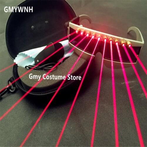 T6 Red laser light glasses dj stage show wears bar performance ballroom prom dance costumes rechargeable laser beams robot man