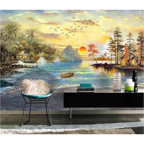 Custom 3d murals wallpaper for walls 3 d European pastoral country lake beautiful landscape oil painting background wall decor