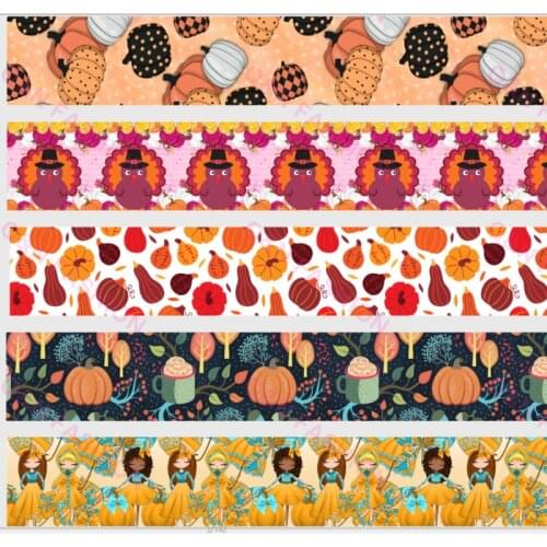 Q&N ribbon 50Yards 16mm-75mm Thanksgiving Halloween Grosgrain/FOE Ribbons for DIY Bow Craft Wedding Christmas Party Decoration