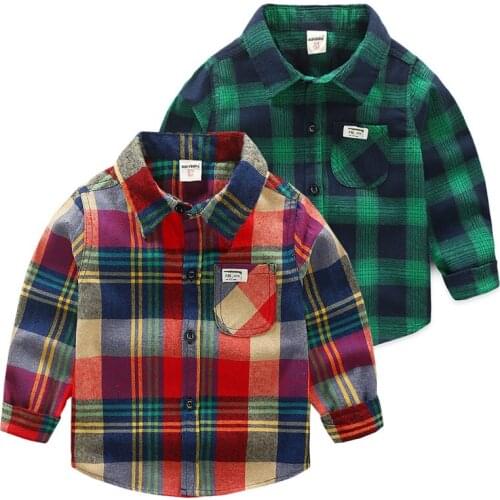 British Style Boys Shirt Autumn Fall Fleece Toddler Tops Tees Cotton Blend Fashion Children Kids Clothes