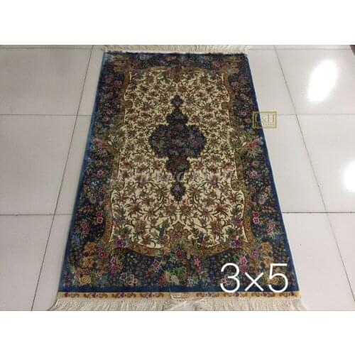 Free shipping 3'X5' 230 Line Handmade Silk Oriental Persian Rug hand Knotted silk carpet for home decoration