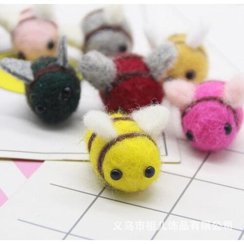 Wool felt bee hand-stamped music products children DIY hairpin headdress cartoon Animal Brooch apparel accessories 30Pcs