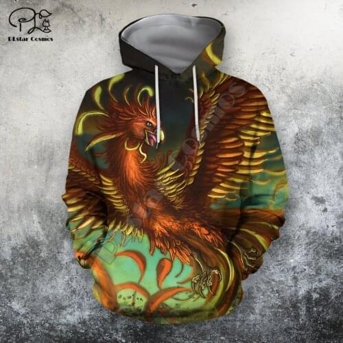 PLstar Cosmos Phoenix Tattoo 3D All Over Printed Hoodies Sweatshirts Zip Hooded For Men And Women Casual Streetwear Style-A8