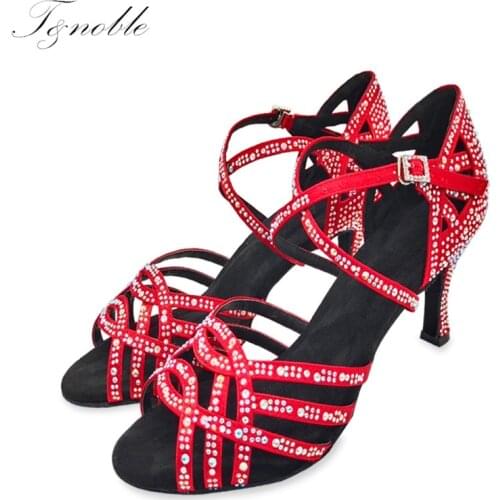 Hot Dance Shoes Latin Woman Salsa Bachata Dancing Shoes Red Blue Soft High Heels Sexy Wedding Shoes Ballroom Stylish Sandals
