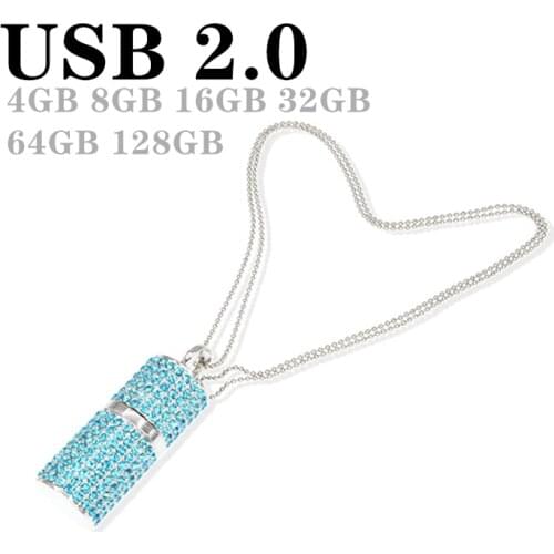 3 colors crystal necklace Usb Flash Drive 128gb Pendrive 8GB 16GB Flash Disk Pen Drive 32g 64g 256G Thumbdrives Memoria Usb gift