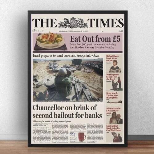 The Times 03/Jan/2009 Chancellor Bailout Crypto Bitcoin Vintage Decorative Poster Canvas Painting Wall Sticker Home Decor Gift