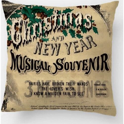 Vintage Christmas Musical Theatre Poster Wedding Decorative Cushion Cover Pillow Case Customize Gift For Sofa Seat Pillowcase