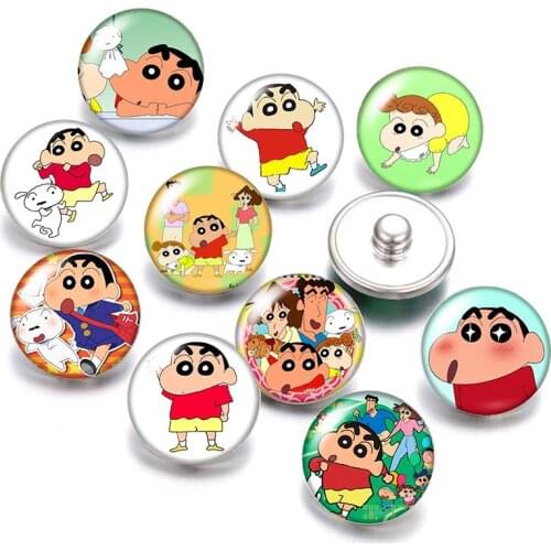 Japanese animations Totoro one piece 18mm snap buttons 10pcs mixed round photo glass cabochon style for snap button jewelry