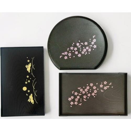 Japanese tea table tray kungfu tea tray Fresh Fruit Platter black rectangular circular resin serving pallet tea ceremony tea set
