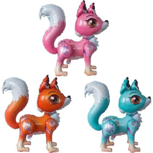 1pcs Standing Fox Ballons Birthday Decor Party Supplies Children Boys Baby Shower Toy For Kids 4D Fox Animal Foil Balloons
