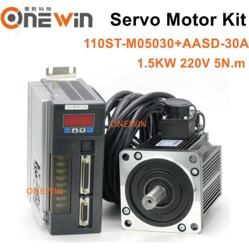 1.5KW AC servo motor kit 110ST-M05030+AASD-30A driver diameter 110mm 220V 5NM 3000rpm