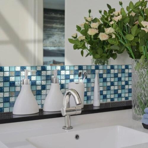 20Pcs 10x10cm Blue Black Marble Bricks Self-adhesive PVC Wall Stickers DIY Bathroom Kitchen Wall Tile Stair Sticker