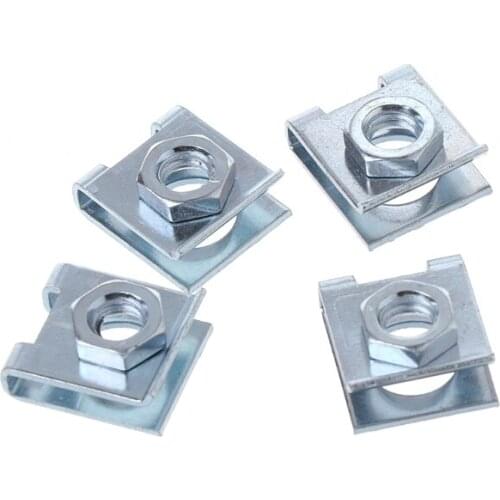 4 Pcs Car License Plate Fastener Buckle Metal Screw Nut U-Type Clips Retainer 6mm