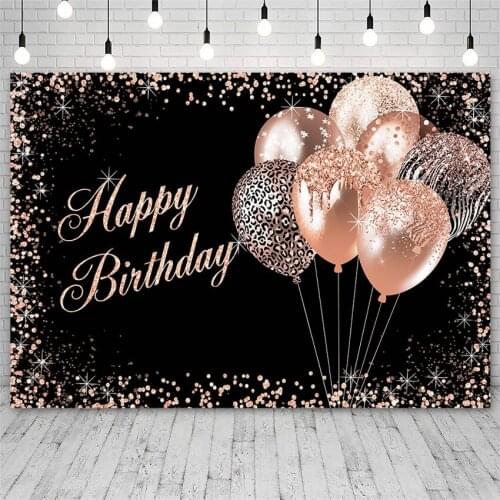 Avezano Happy Birthday Backdrops Party Pink Leopard Balloon Shiny Backgrounds Photography Studio Photozone Photocall Photo Props