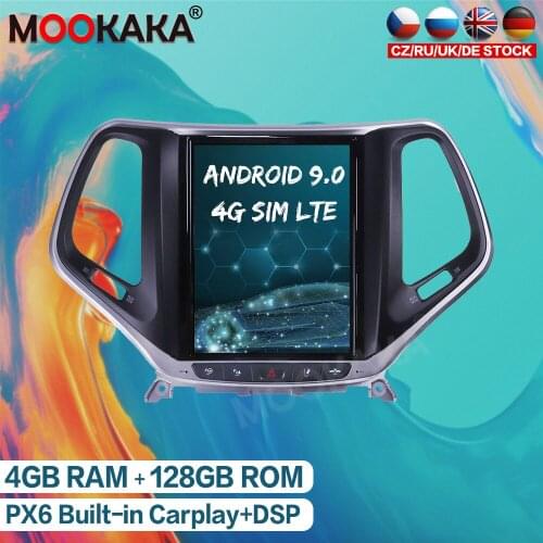 Android 9.0 4GB+128GB Car Multimedia Player For JEEP Cherokee 2014 - 2019 Tesla Style GPS Navigation Auto Radio Stereo Head Unit