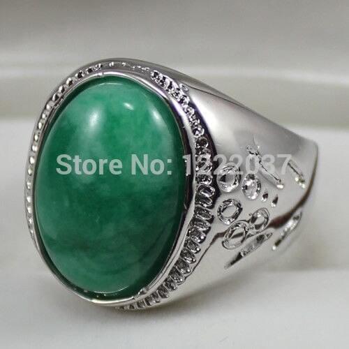 Noble Purple blue green jade Yellow Men Ring Oval 13X18MM Size 8-11