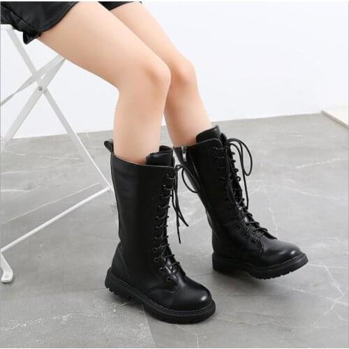 New Children Shoes Boots for Children Genuine Leather Boots for Girl Black Waterproof Winter Kids Snow Shoes Girls Boots Size 36