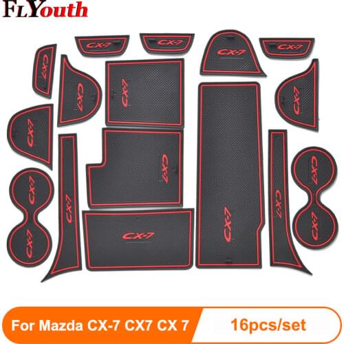 For Mazda CX-7 CX7 CX 7 Car door mat 16pcs/set 3D Rubber Mat Non-slip Interior Cup Pad Door Groove Mat Auto Accessories Styling