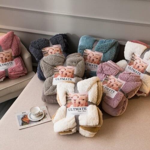 Home Textiles 1pcs Flannel Lamb Swool Blanket Solid Color Soft Warm Coral Fleece Bed Sheet Winter Throw Mechanical Wash